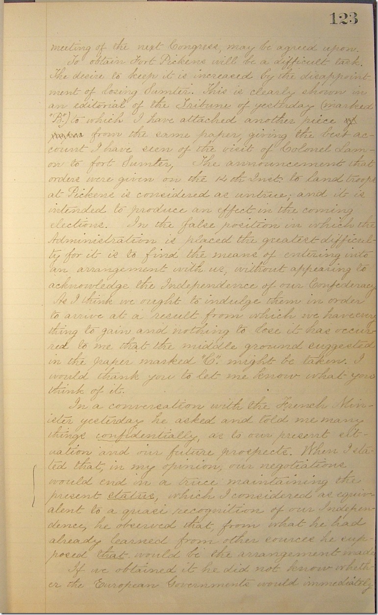 AMs 811-20 p123 Confederate Letter Book 3-29-1861 p2 edit