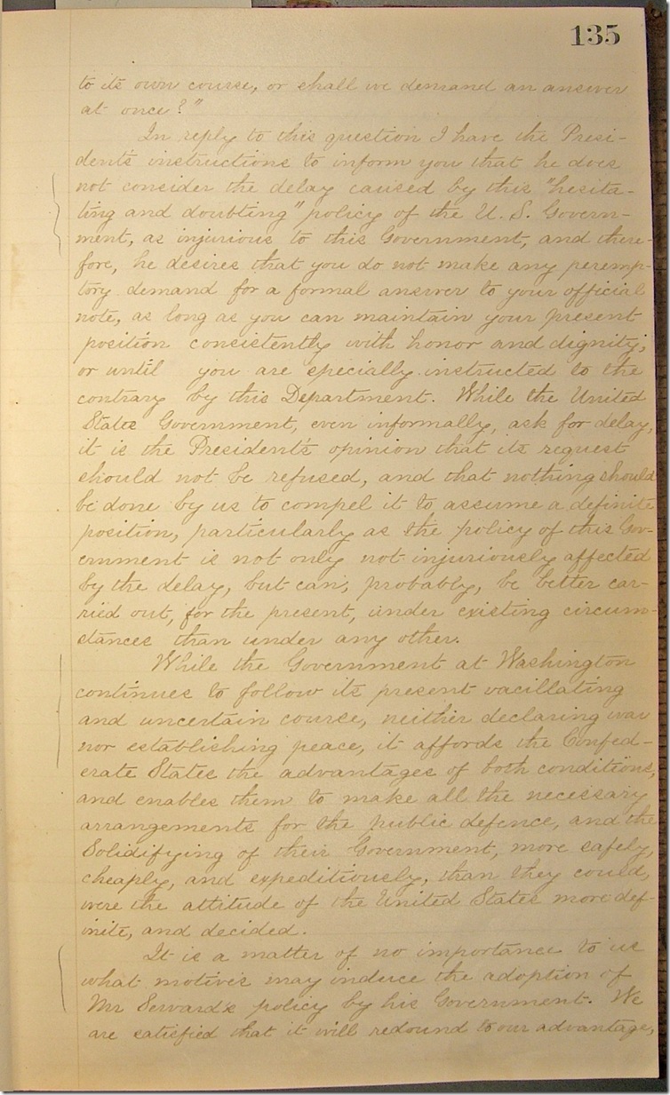 AMs 811-20 p135 Confederate Letter Book 4-2-1861 p2 edited