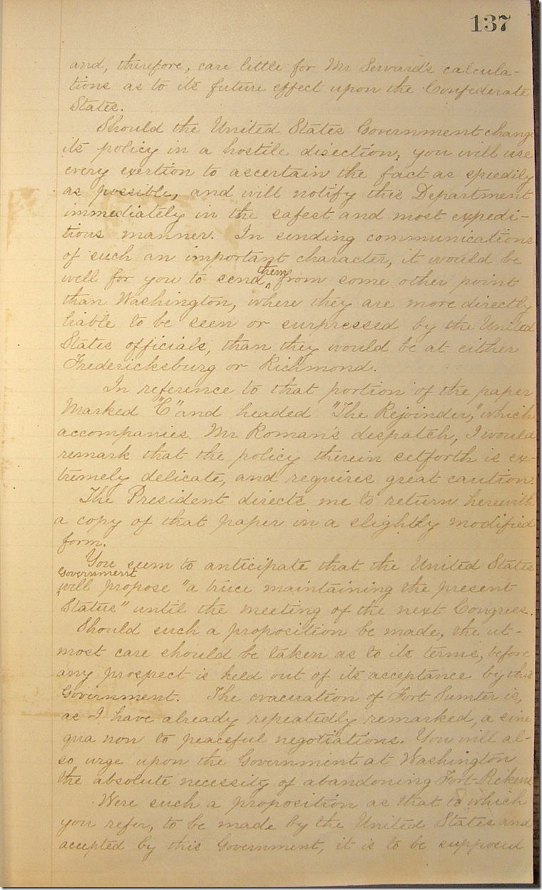 AMs 811-20 p137 Confederate Letter Book 4-2-1861 p3 edited