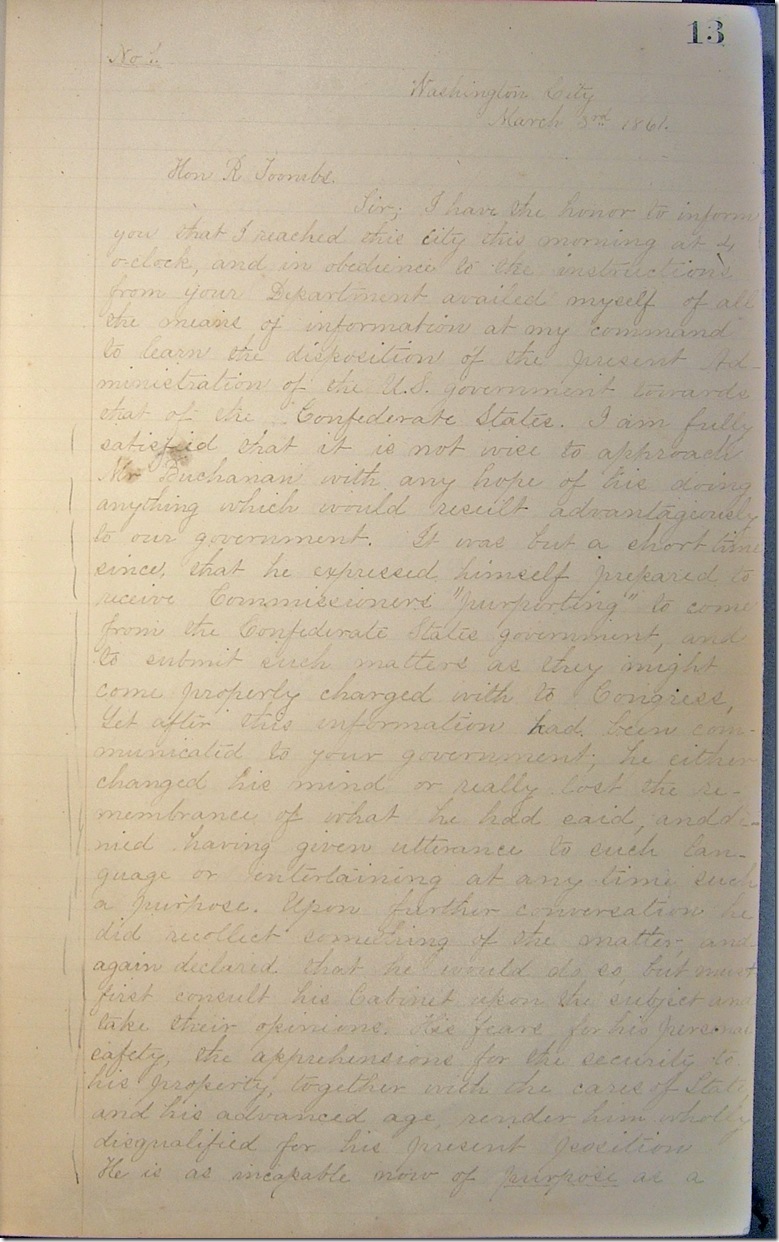 AMs 811-20 p13 Confederate Letter Book 3-3-1861 edited