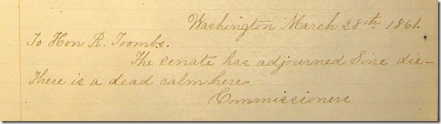 AMs 811-20 p203 Confederate Letter Book 3-28-1861 telegram edited