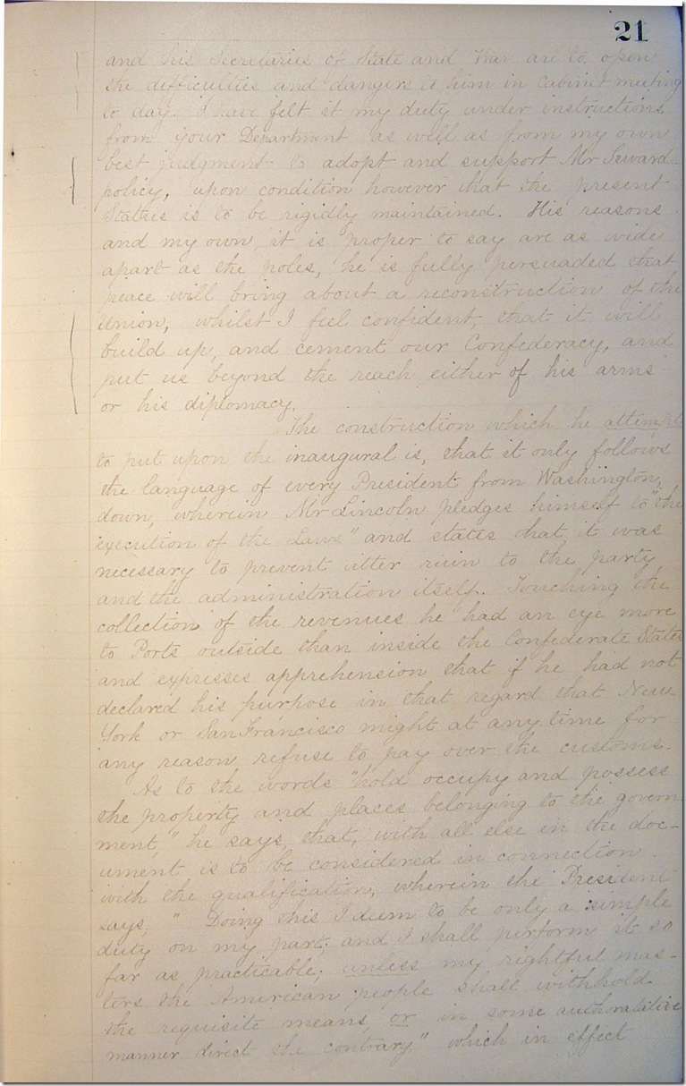 AMs 811-20 p21 Confederate Letter Book 3-6-1861 p2 edited