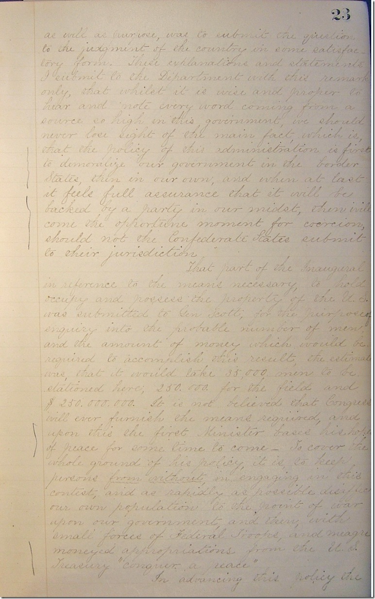 AMs 811-20 p23 Confederate Letter Book 3-6-1861 p3 edited