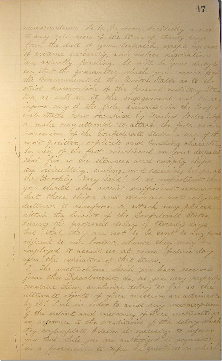 AMs 811-20 p47 Confederate Letter Book 3-14-1861 p2 edited