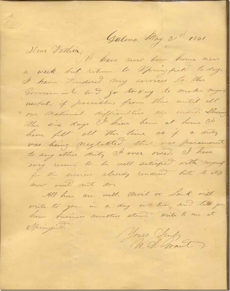 AMs 541-19-1 Ulysses S Grant to Jesse Root Grant