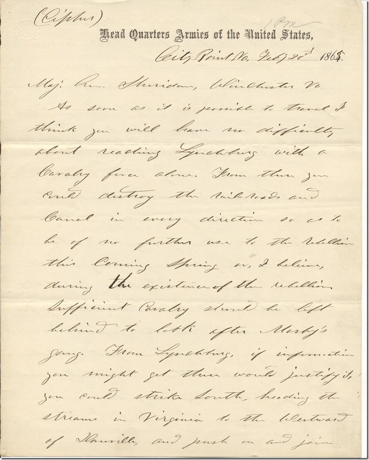 AMS 358-6 p1 U.S. Grant to Phillip H. Sheridan
