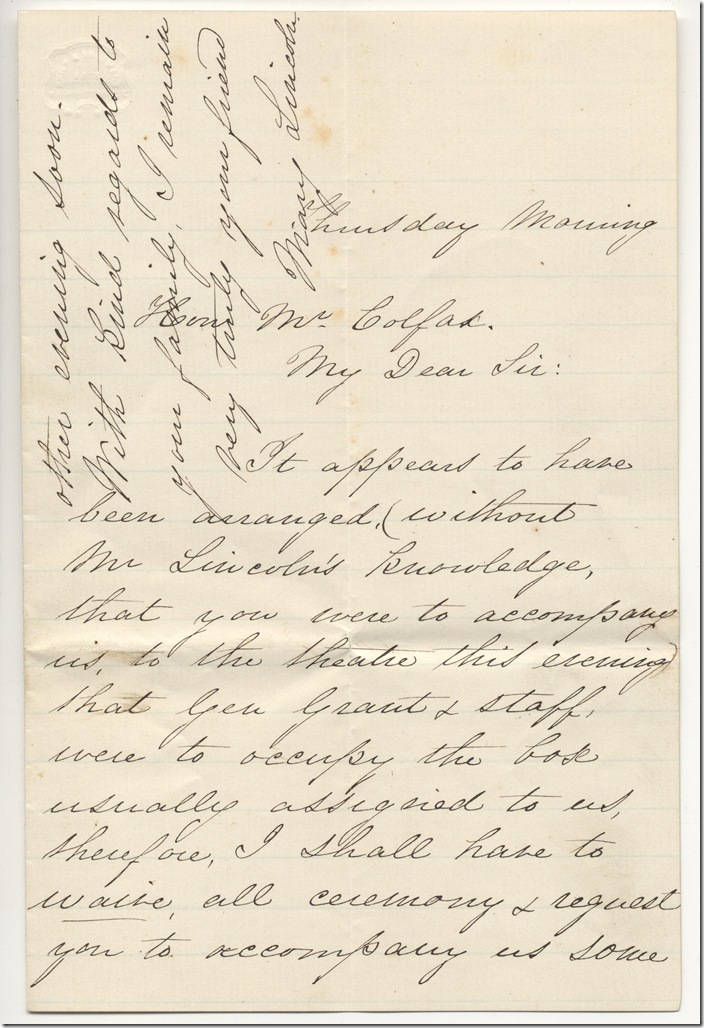 AMs 354-13-1 Mary Lincoln to Schuyler Colfax 300