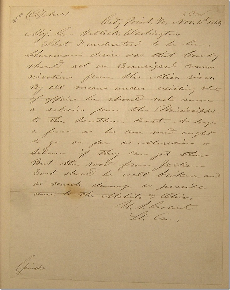 AMs 435-8_1 Grant to Halleck 11-6-1864
