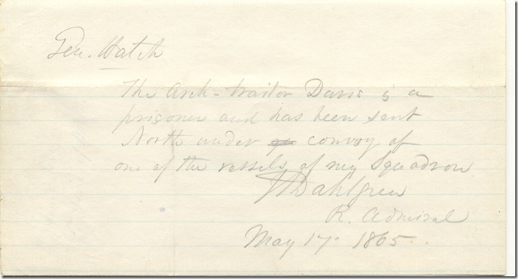 AMs 561-27 John Adolphus Bernard Dalhgren telegram to Gen. Edward Hatch