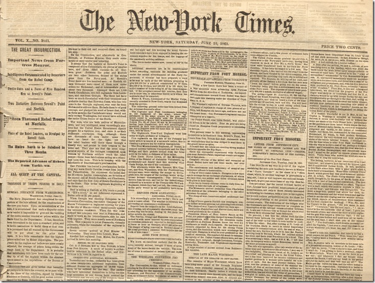 NY Times 6-22-1861