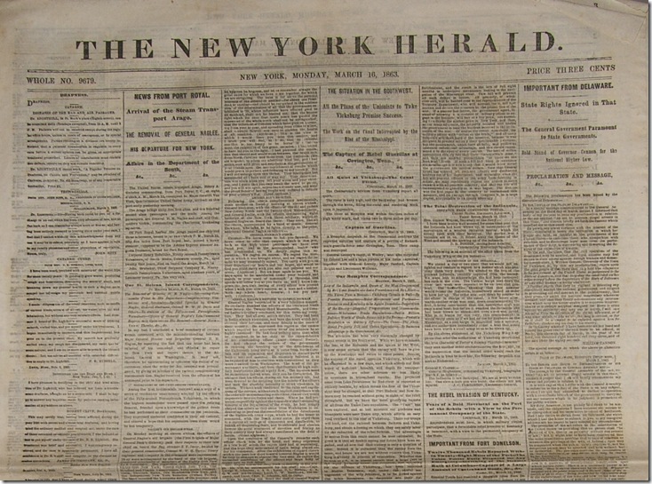 New York Herald 3-16-1863