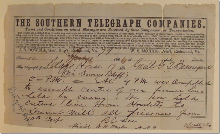 Telegram 6-17-64 (2) Lee to Beauregard 10 mp