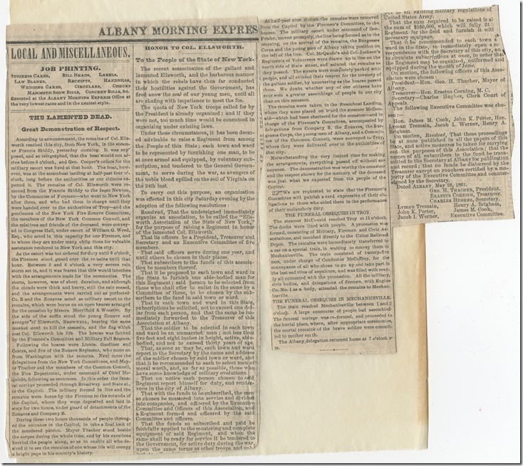 AMs 811-2-8 Newspaper clipping- Albany Morning Express