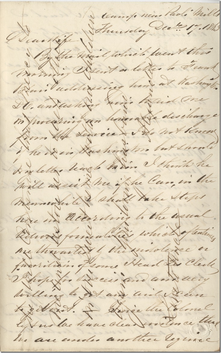 Rush IV-30-38 December 17, 1863 pp1 & 4 A Biddle ALS to Julia William Rush